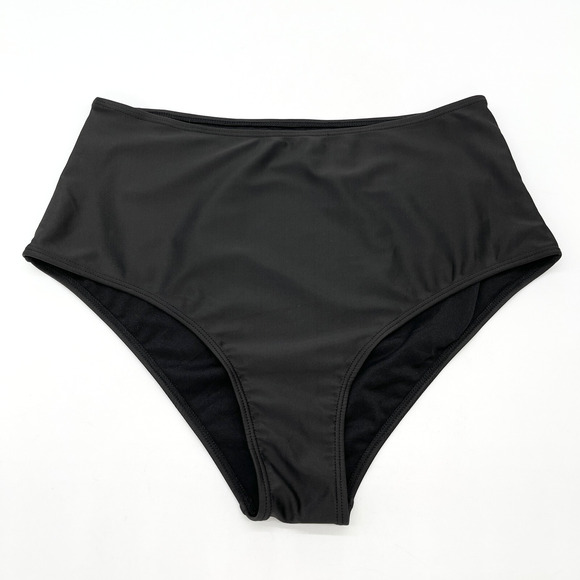 Shein Womens Bikini Swim Bottoms Size 0X Beachy Summer Festival Black High Waist - Picture 1 of 4